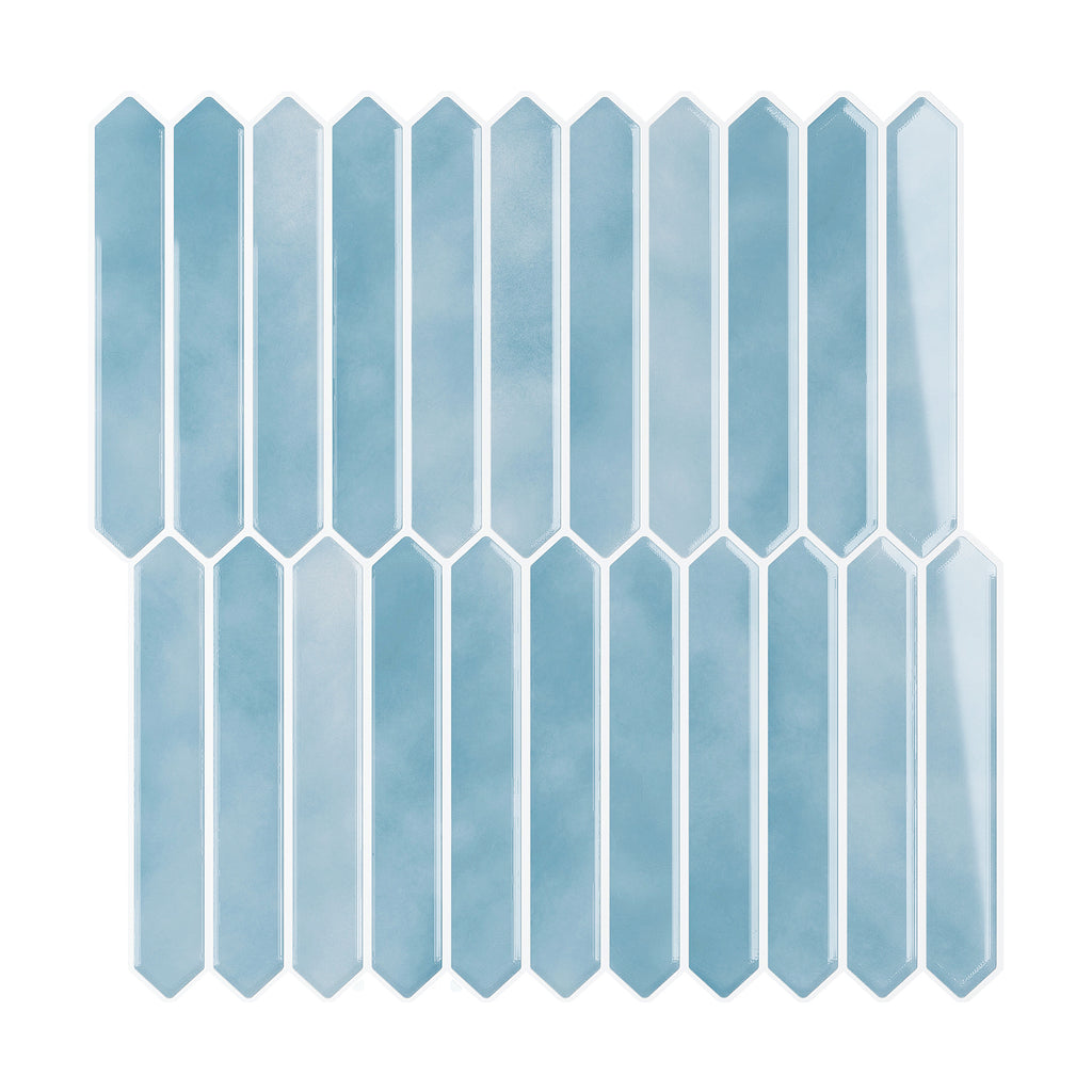 VEELIKE Blue Long Hexagon Peel and Stick Backsplash Tile