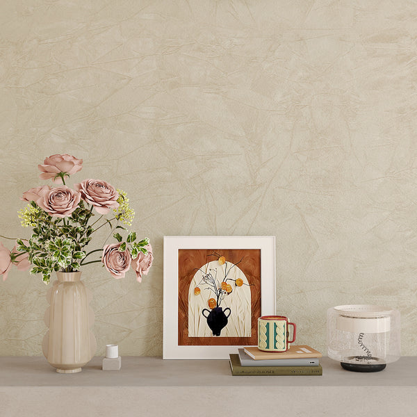 VEELIKE Beige Crushed Velvet Flocking Fabric