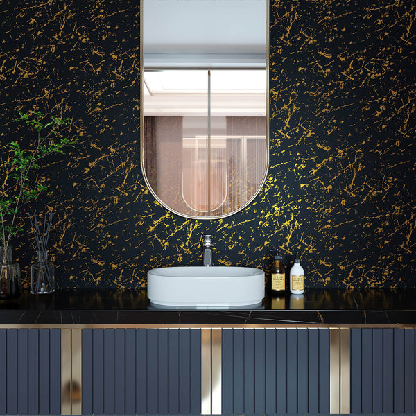 VEELIKE Black Gold Countertop Contact Paper