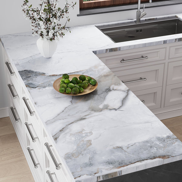 VEELIKE Matte Slate White Marble Contact Paper