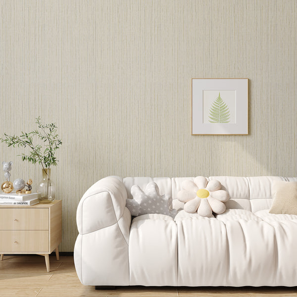 VEELIKE Oatmeal White Grasscloth Wallpaper