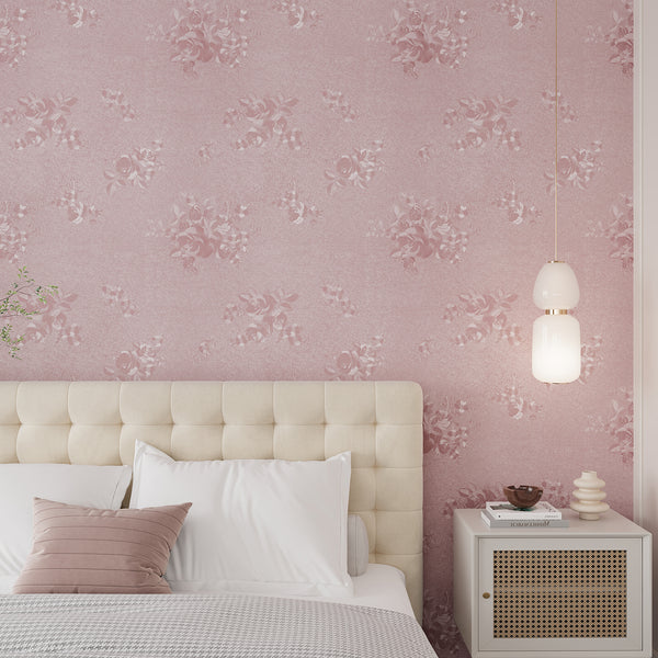 VEELIKE Textured Light Pink Wallpaper