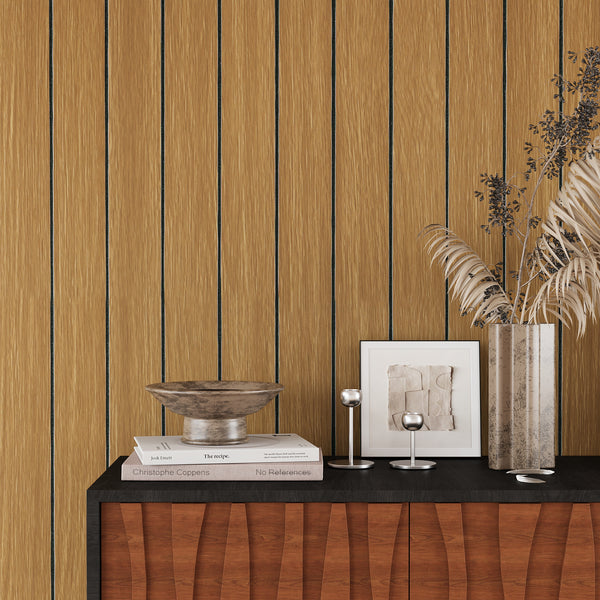 VEELIKE Large Roll VEELIKE Honey Teak Wood Slat Wall Panels