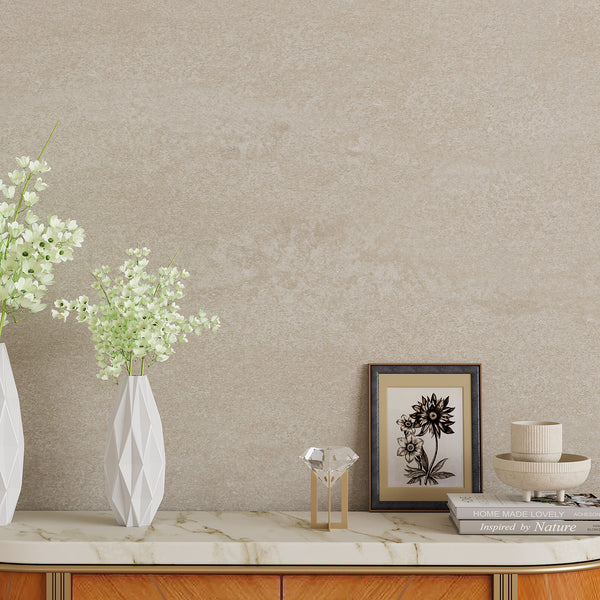 VEELIKE Earthy Beige Concrete Wallpaper