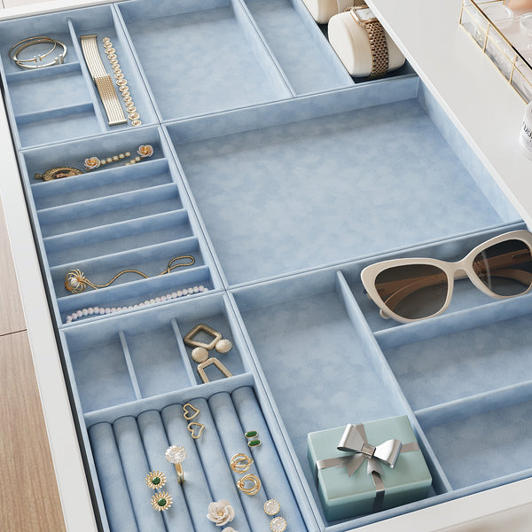 VEELIKE Mottled Blue Felt Drawer Liner