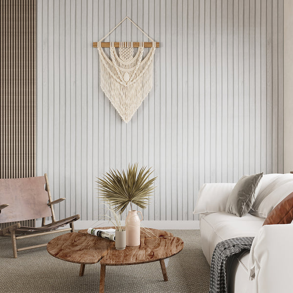 VEELIKE Off-White Wooden Slat Contact Paper