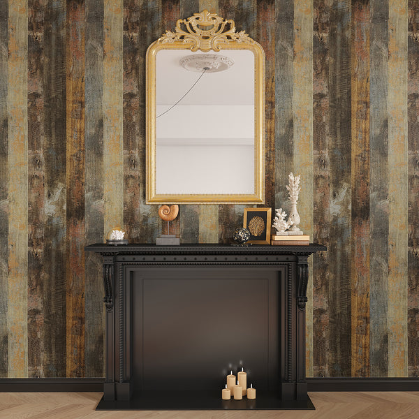VEELIKE Weathered Brown Wood Wallpaper