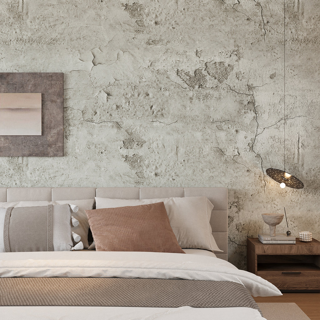 壁紙 fermliving グリッド ウォールペーパー DIY VEELIKE Old Cracked Beige Concrete Wallpaper – Veelike