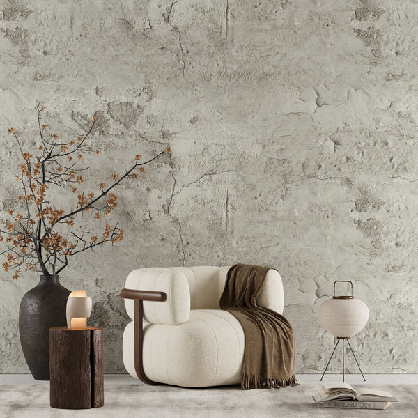 VEELIKE Old Cracked Beige Concrete Wallpaper
