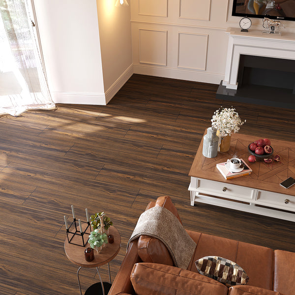 VEELIKE Dark Brown Wood Vinyl Plank Flooring 6''x36''