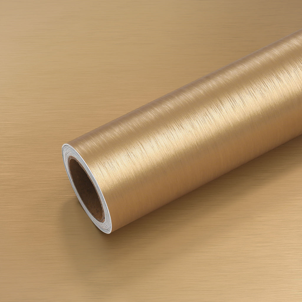 VEELIKE Thick Brushed Gold Stainless Steel Contact Paper