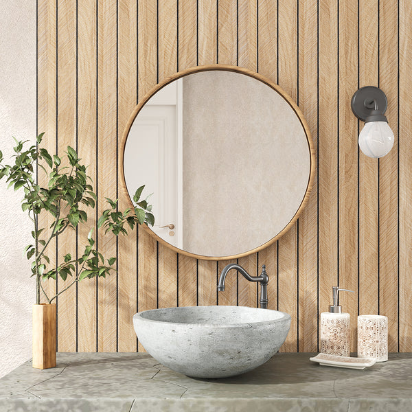 VEELIKE Large Roll Light Tan Wood Slat Wall Panel