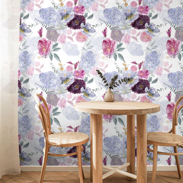 VEELIKE Lilac Peony Floral Wallpaper