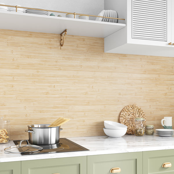 VEELIKE Natural Bamboo Peel and Stick Wallpaper