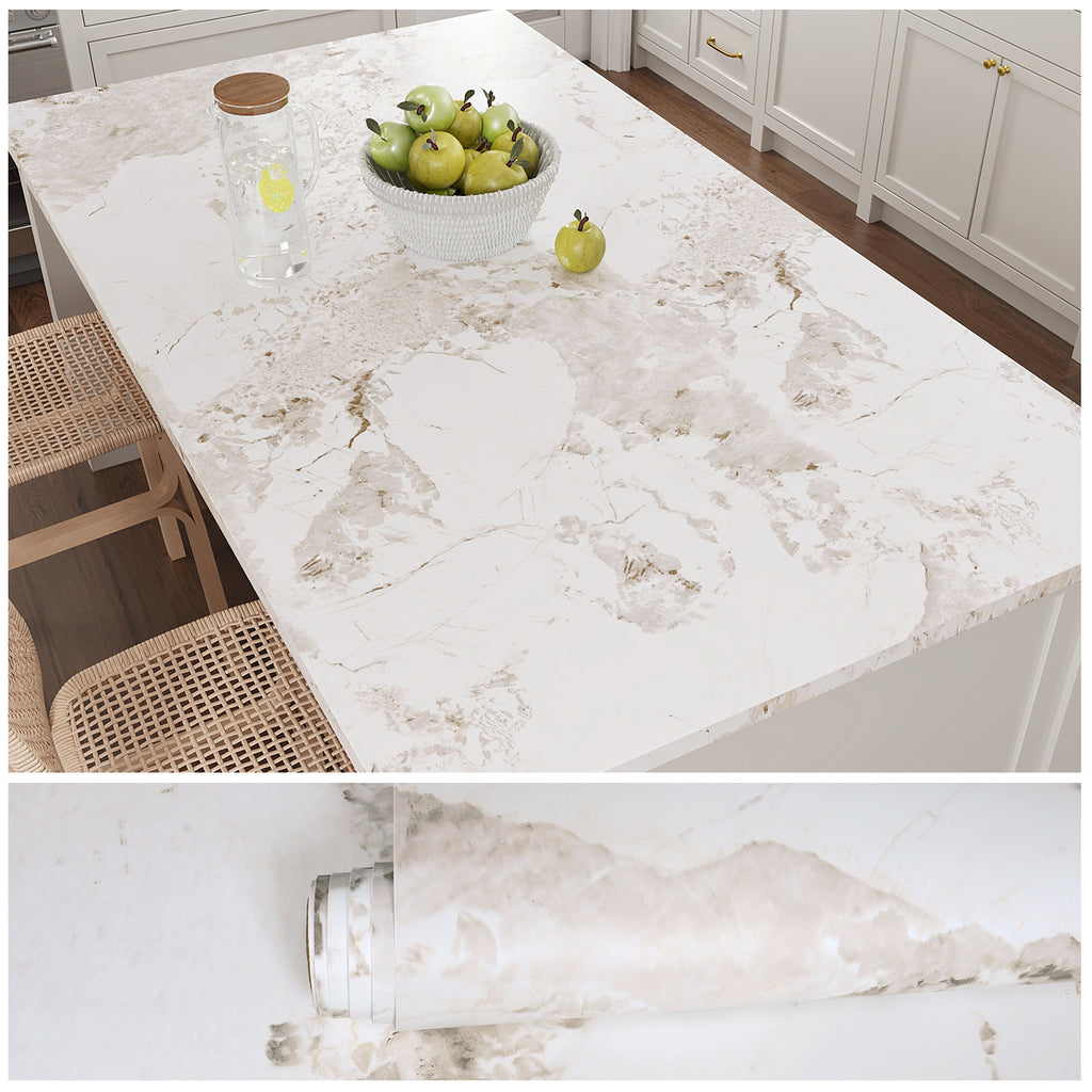 VEELIKE Onyx White Marble Contact Paper