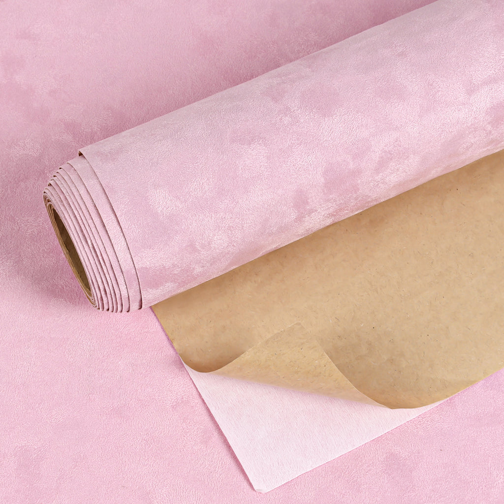 VEELIKE Pastel Pink Mottled Velvet Flocking Fabric