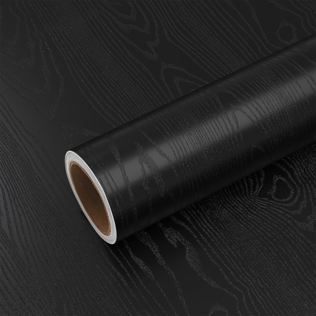 VEELIKE Black Wood Grain Contact Paper