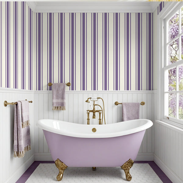 VEELIKE Purple Striped Wallpaper
