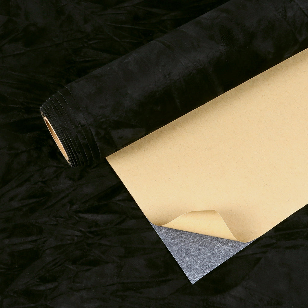 VEELIKE Black Crushed Velvet Flocking Fabric