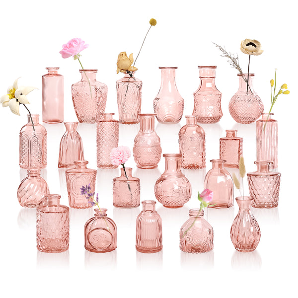 GarDream Pink Small Glass Bud Vases