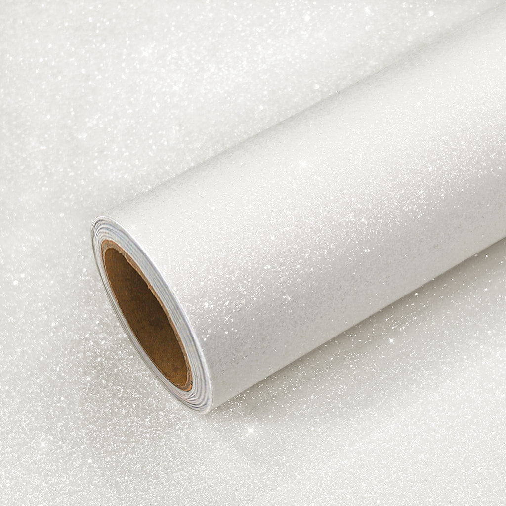 VEELIKE Sparkle White Glitter Wallpaper