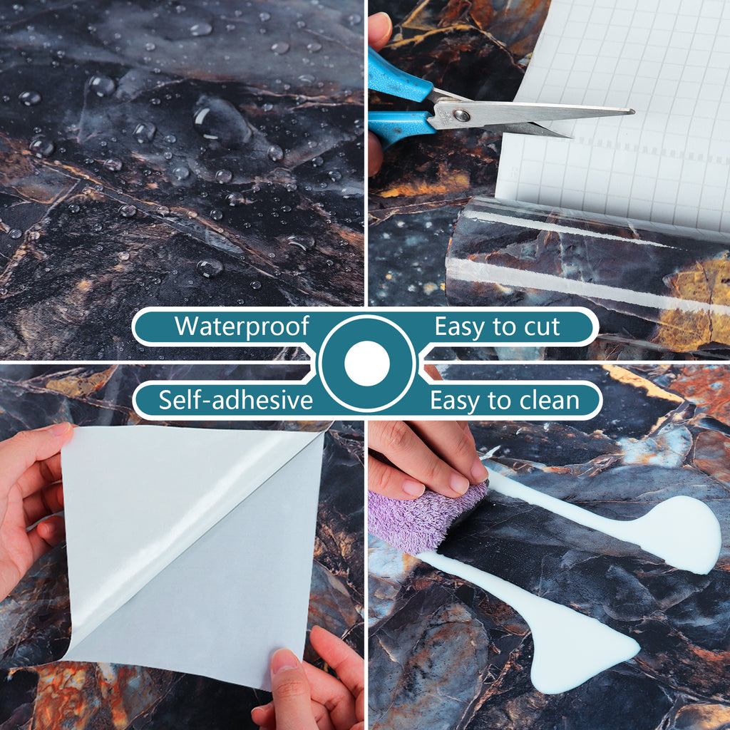 VEELIKE Navy Blue Marble Contact Paper – Veelike