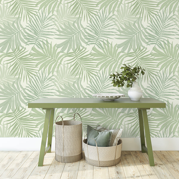 VEELIKE Boho Green Palm Leaf Peel and Stick Wallpaper
