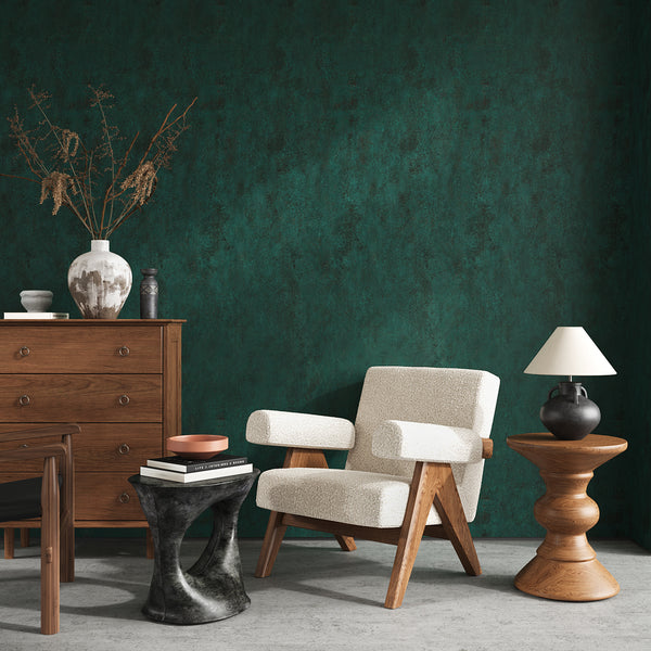 VEELIKE Distressed Deep Teal Concrete Wallpaper