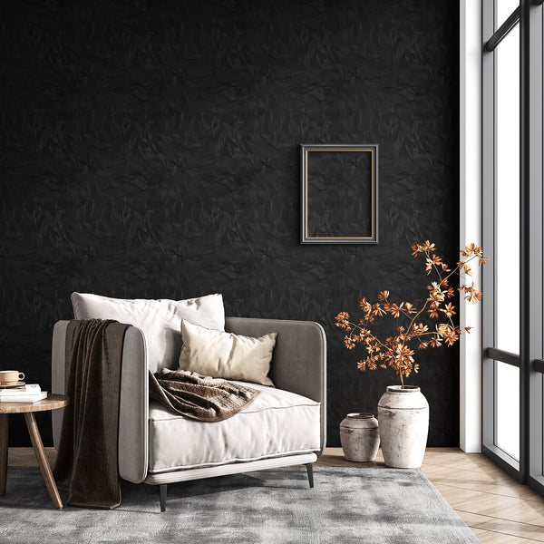 VEELIKE Textured Black Geometric Wallpaper