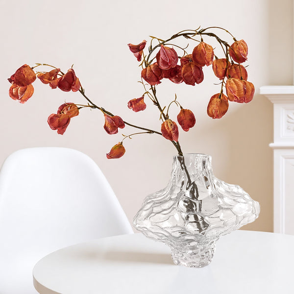 GarDream Luxury Clear Wavy Glass Vase, 6.5 Inch Tall