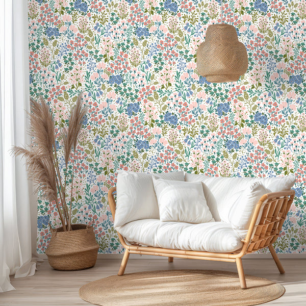 VEELIKE Doodle Flowers Peel and Stick Floral Wallpaper