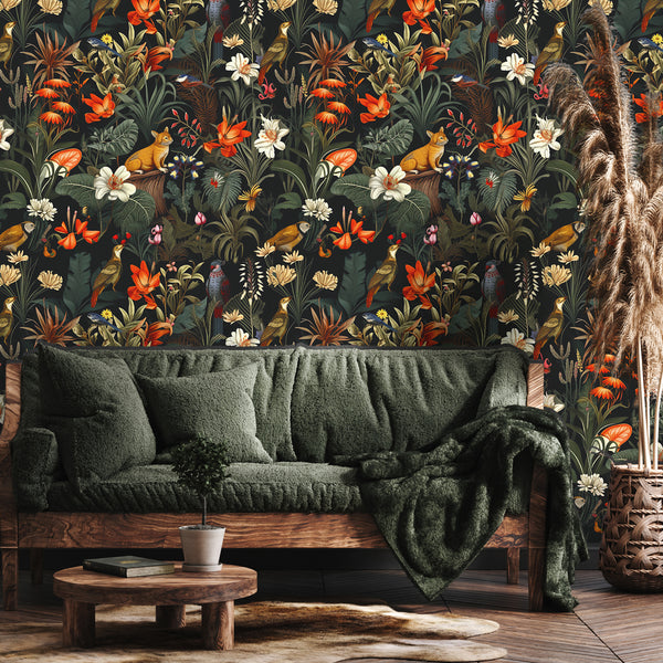 VEELIKE Dark Tropical Forest Peel Stick Wallpaper