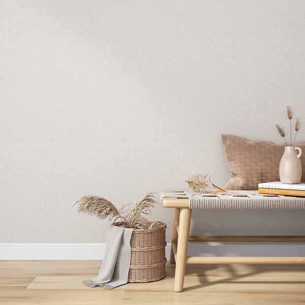 VEELIKE Off White Woven Grasscloth Wallpaper