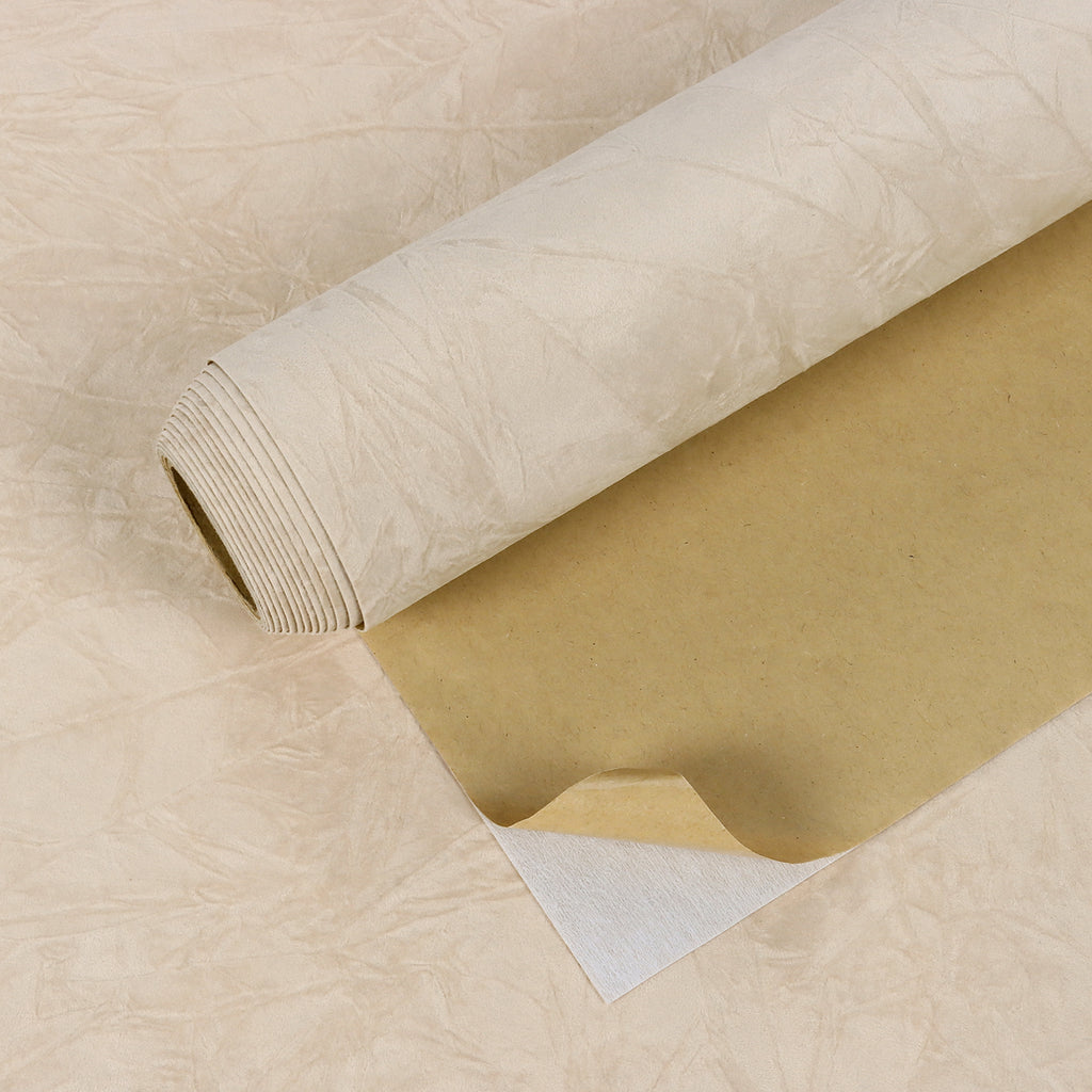 VEELIKE Beige Crushed Velvet Flocking Fabric