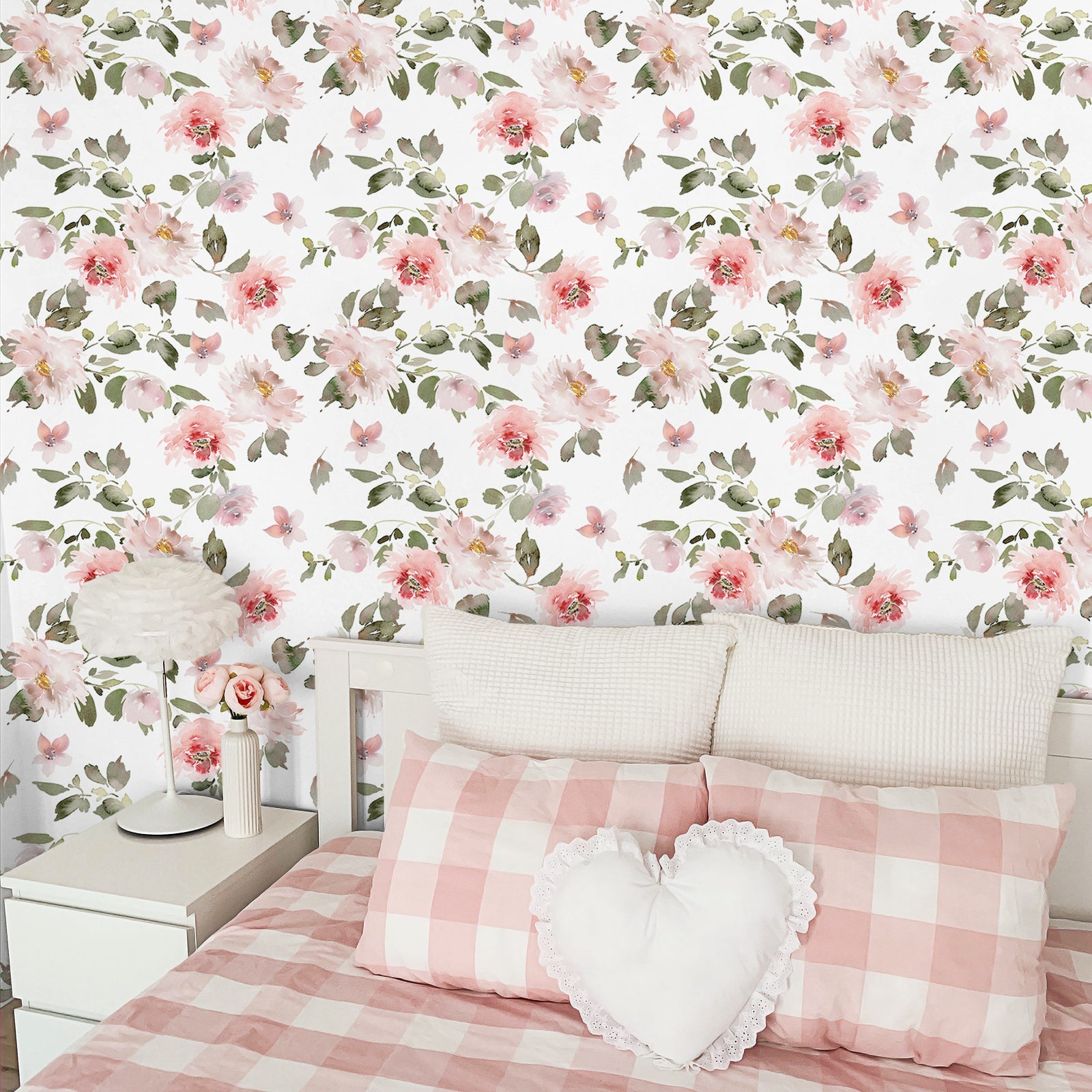 VEELIKE Soft Pink Peonies Floral Wallpaper – Veelike
