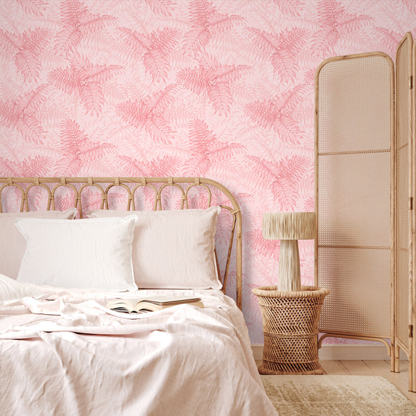 VEELIKE Pink Tropical Wallpaper