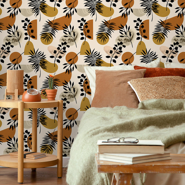 VEVEELIKE Abstract Leaf Geometric Wallpaper