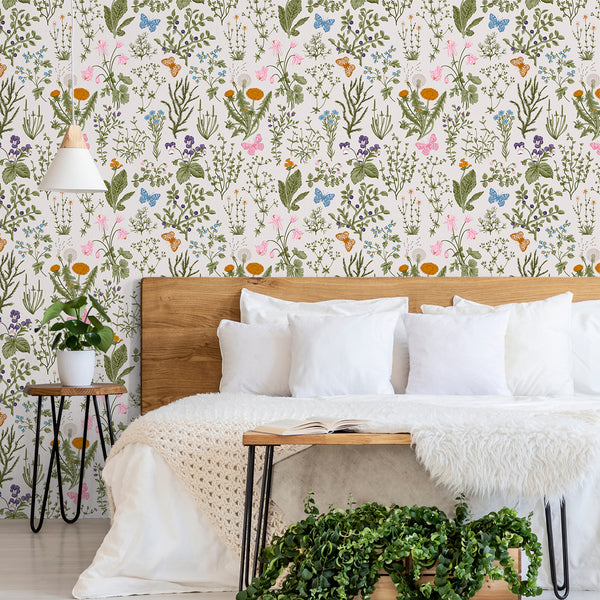 VEELIKE Botanical Herbs Floral Wallpaper