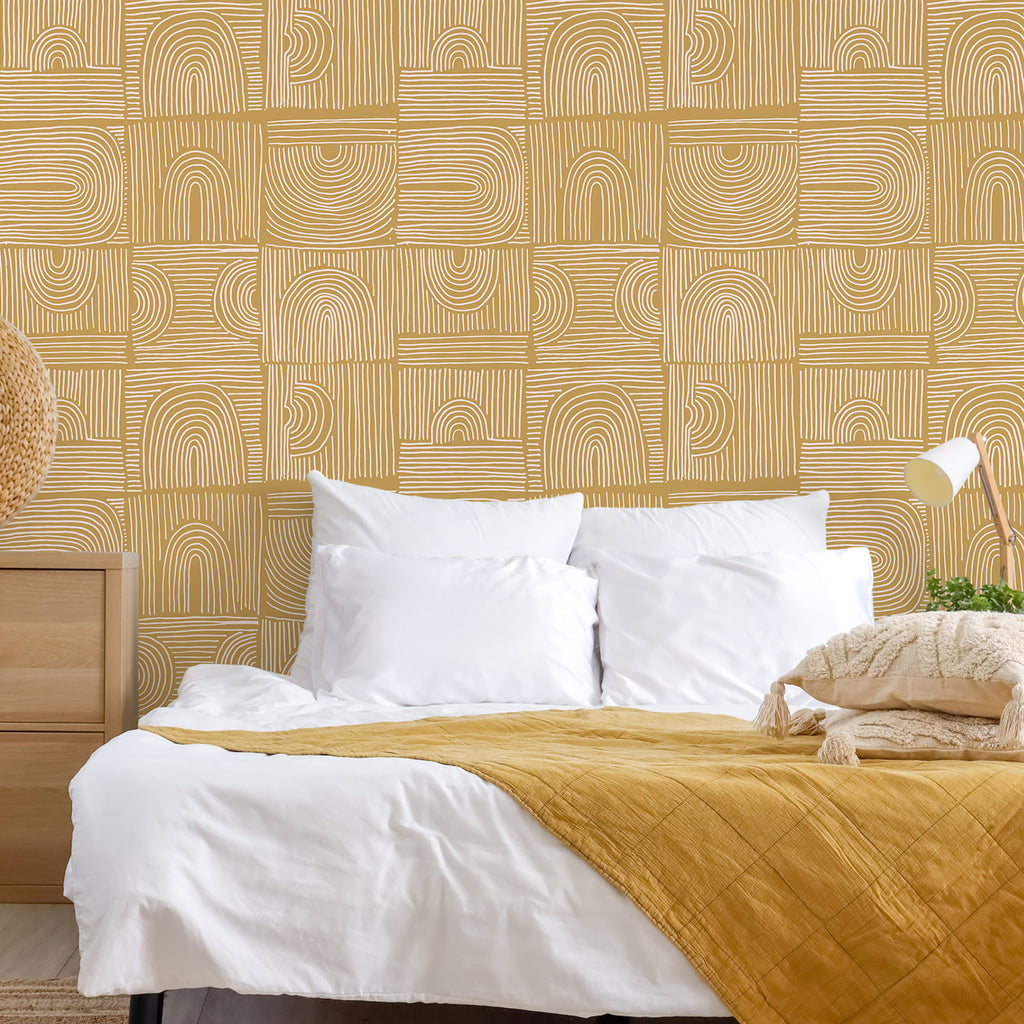 VEELIKE Retro Yellow Geometric Peel a...