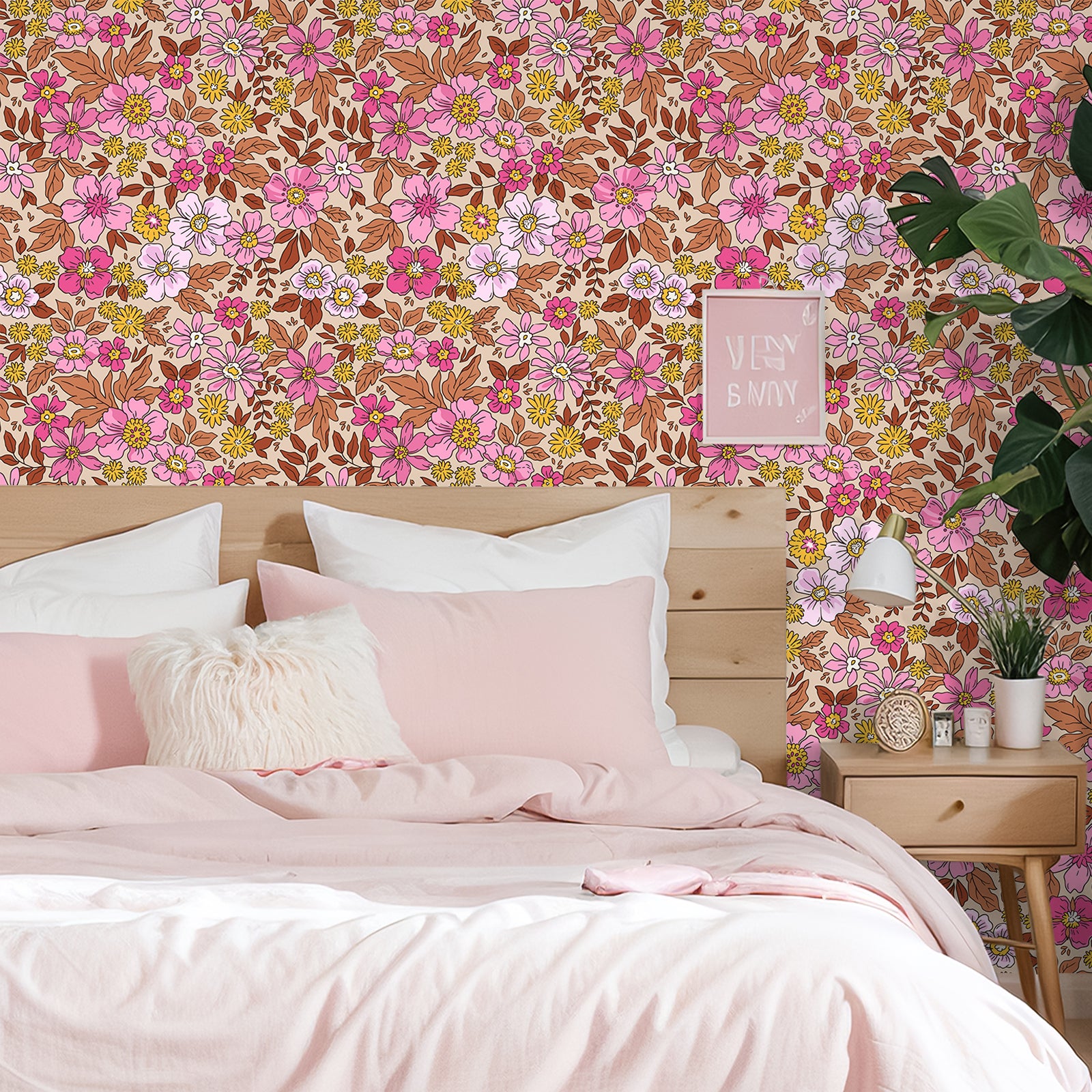 VEELIKE Hot Pink Floral Wallpaper – Veelike