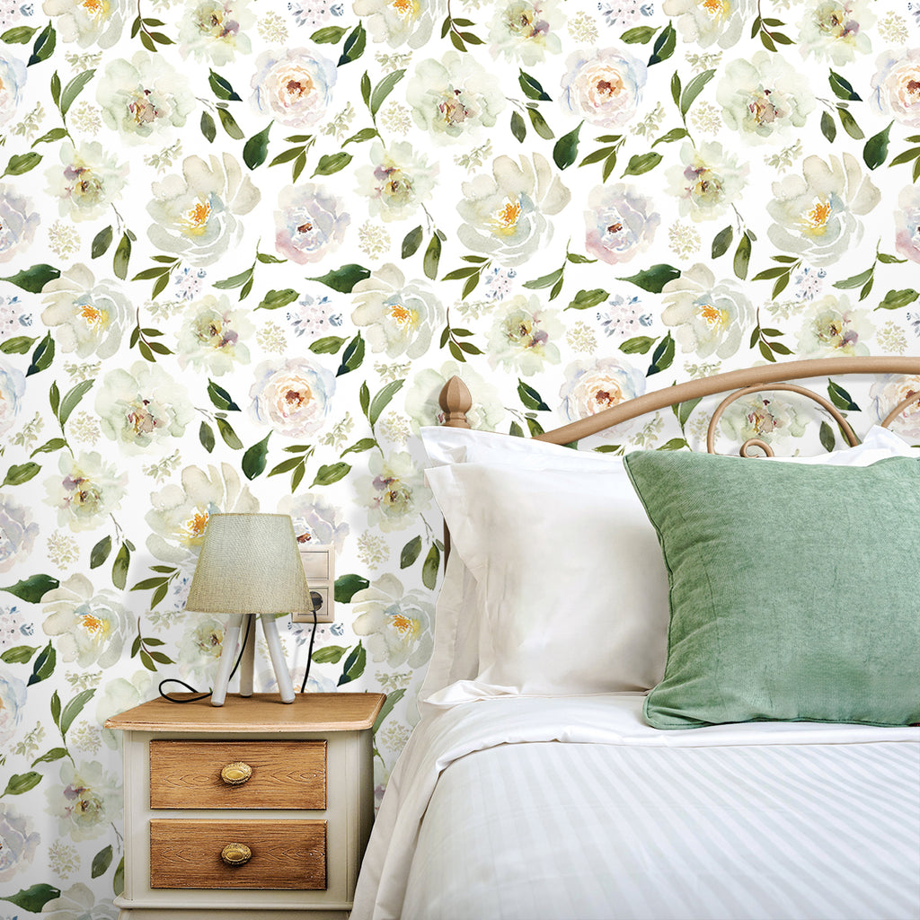 VEELIKE Vintage Watercolor Peony Floral Wallpaper – Veelike