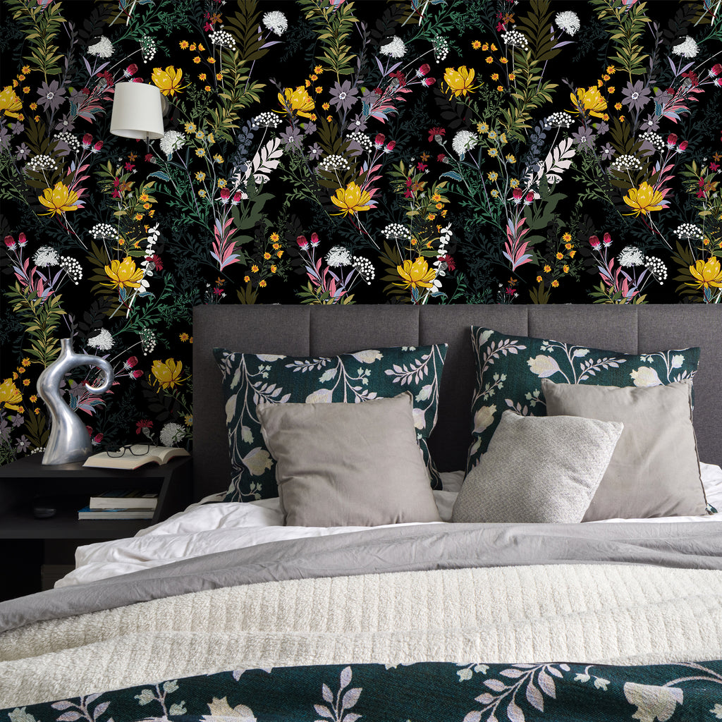 VEELIKE Dark Meadow Flowers Peel and Stick Wallpaper – Veelike