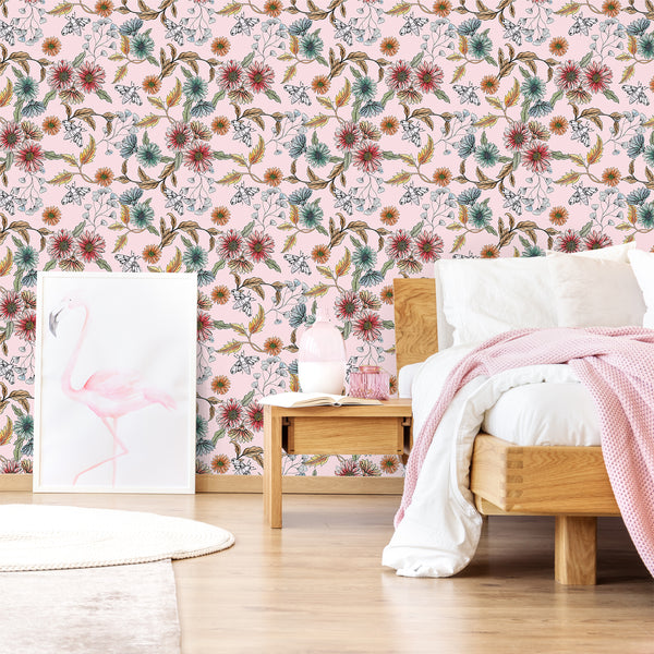 VEELIKE Buzzing Bees Daisy Floral Wallpaper