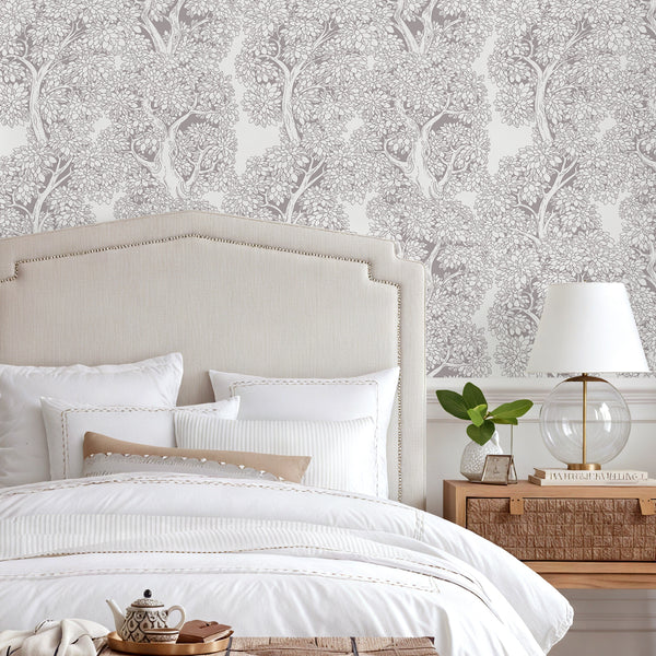 VEELIKE Taupe Forest Wallpaper
