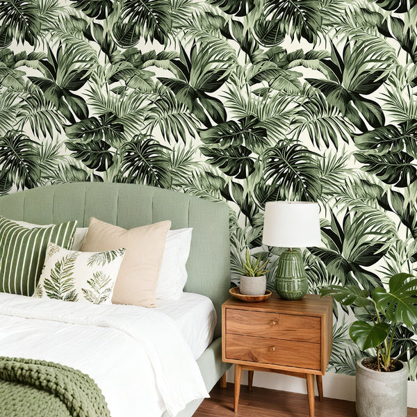 VEELIKE Exotic Green Tropical Wallpaper