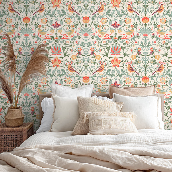 VEELIKE Vintage Strawberry Thief William Morris Wallpaper