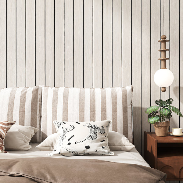 VEELIKE Large Roll Cream White Oak Wood Slat Wall Panel