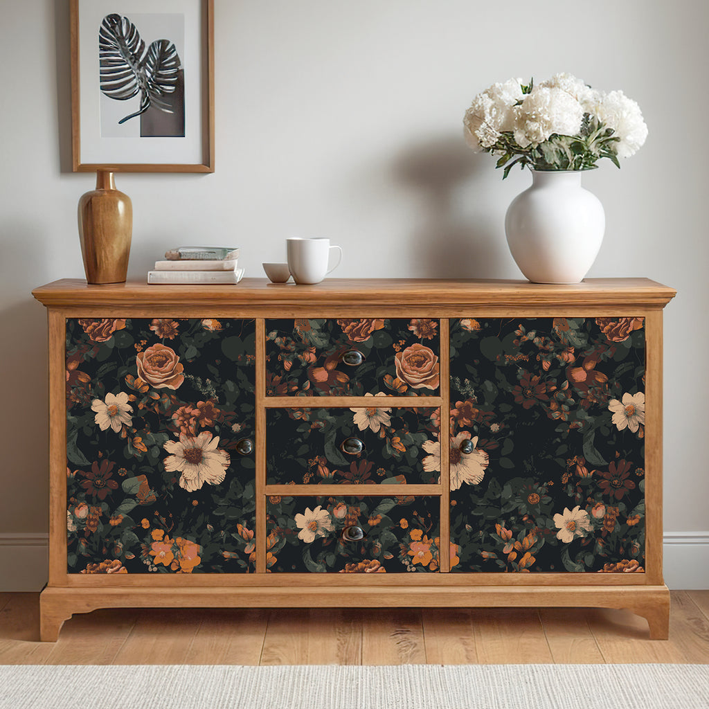 VEELIKE Retro Dark Floral Peel and Stick Wallpaper – Veelike