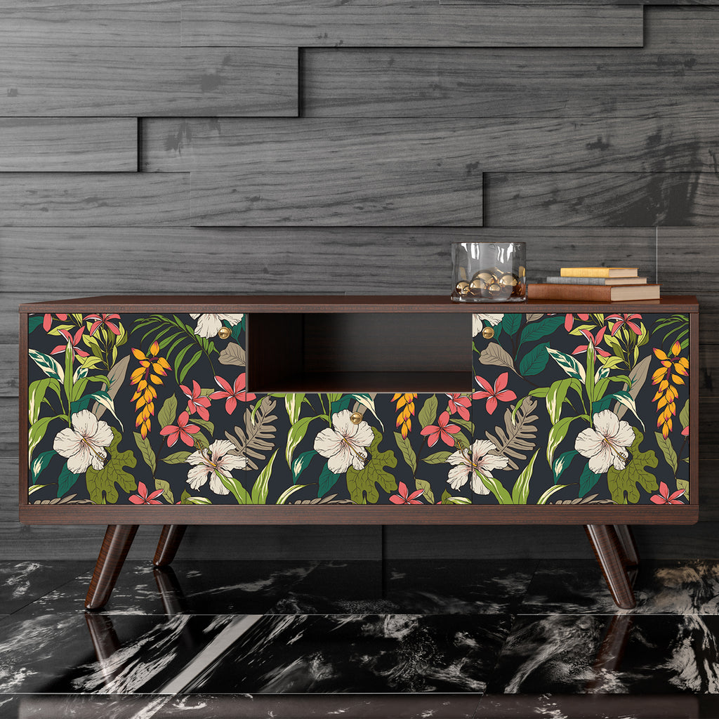 VEELIKE Tropical Dark Leaf Floral Black Wallpaper – Veelike