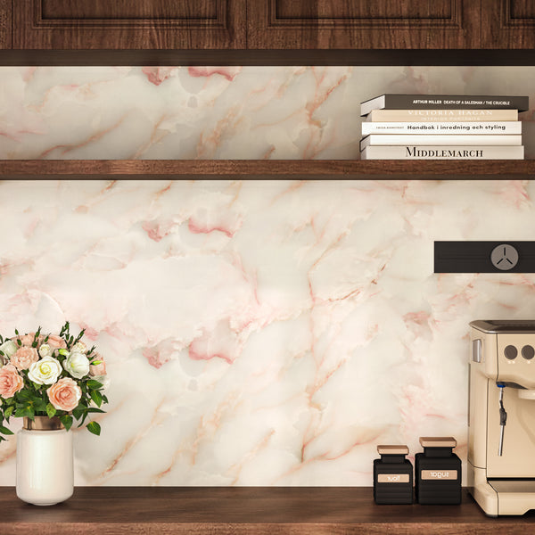 VEELIKE Gold Pink Marble Contact Paper